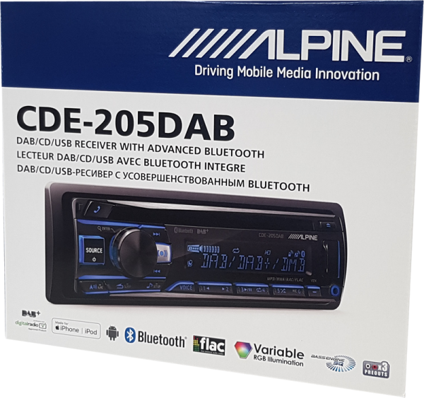 MP3 Alpine CDE-205DAB Single Din Car CD Headunit with DAB Bluetooth 