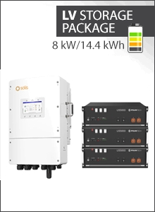 14.4 kWh LV Speicherpaket - Solis 8kW 3PH Hybrid LV + 3x Pylontech US5000