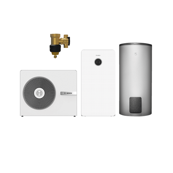 Monoblock CS8800iAW 15 O-T 15 kW, weiß, Komplettsystem mit Warmwasserspeicher und integriertem Puffe