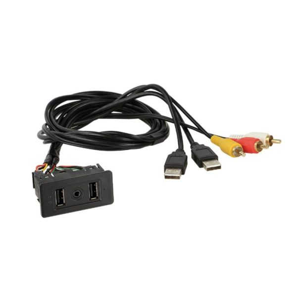 Universal Einbaubuchse USB/Cinch>2x USB/1xAUX