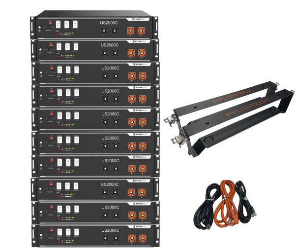 10 x US2000C 24 kWh Solarspeicher Lithium LiFePO4 inkl. Kabel, Halterung und BMS