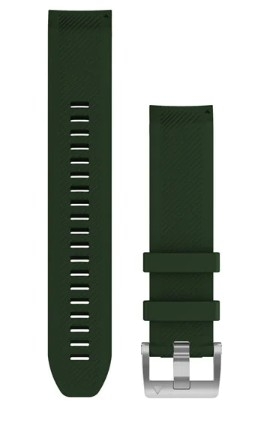 QuickFit 22-Uhrenarmbänder Silikon Dunkelgruen mit Teilen in Titan