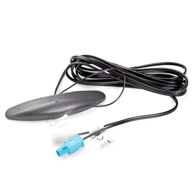 Glasklebe Antenne AM/FM aktiv FAKRA blau Stecker