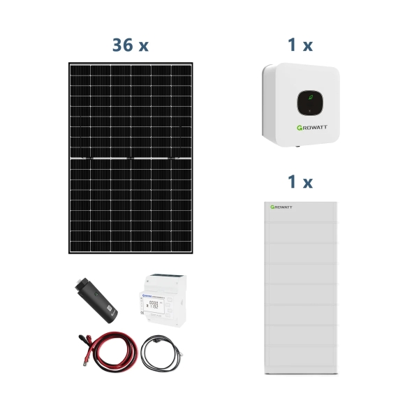 Solaranlage mit Stromspeicher MIN 4600-XH 4,6kW Hybridwechselrichter 1-phasig mit ARK 17,9XH Solarsp