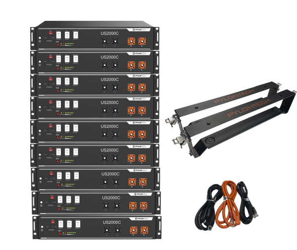 9 x US2000C 21,6 kWh Solarspeicher Lithium LiFePO4 inkl. Kabel, Halterung und BMS