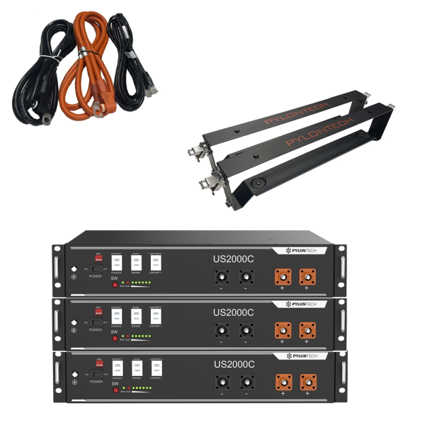 3 x US2000C 7,2 kWh Solarspeicher Lithium LiFePO4 inkl. Kabel, Halterung und BMS