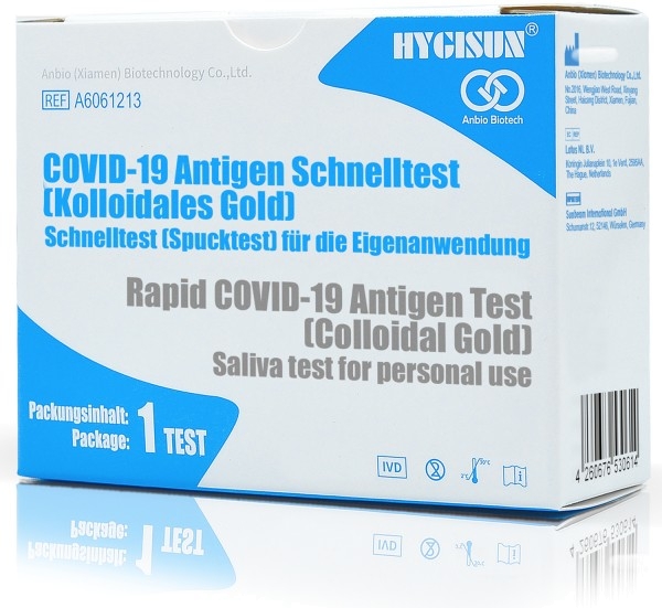 50 Stück Anbio Biotech Covid-19 Antigen Schnelltest - Spucktest EINZELNVERPACKT 1er-er