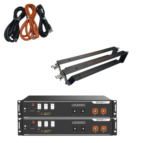 2 x US2000C 4,8 kWh Solarspeicher Lithium LiFePO4 inkl. Kabel, Halterung und BMS