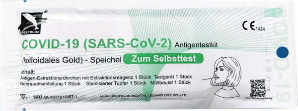 COVID-19 (SARS-CoV-2) DeepBlue Antigentestkit Lolli Test (Selbsttest) CE-Zertifiziert EINZELNVERPACK