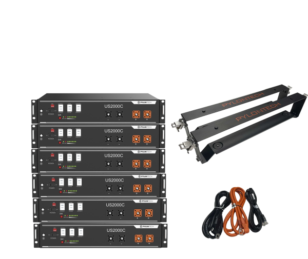 6 x US2000C 14,4 kWh Solarspeicher Lithium LiFePO4 inkl. Halterung, Rack und BMS