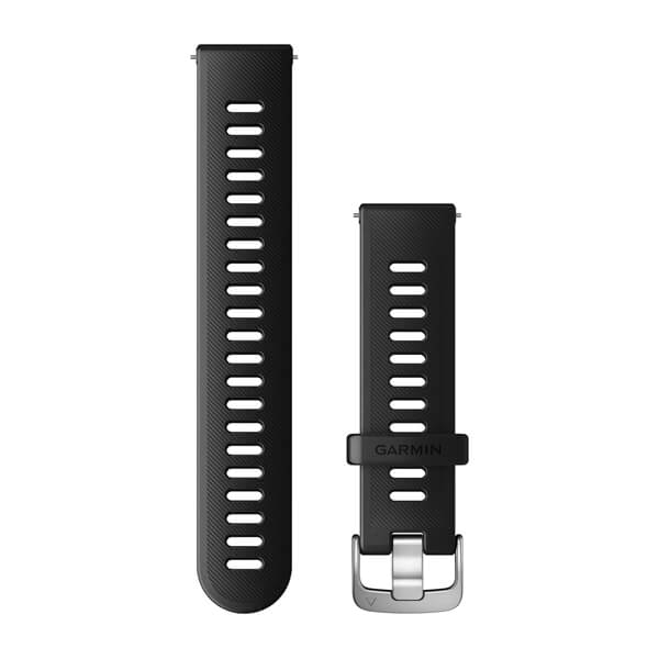 Schnellwechsel-Armbänder (20 mm) Schwarz Edelstahl-Teile in Silber