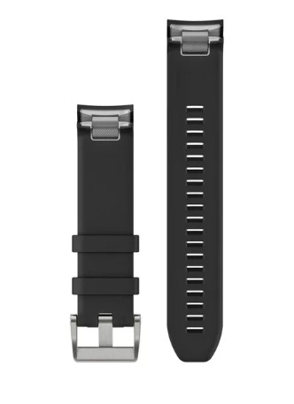 QuickFit 22-Uhrenarmbänder Schwarzes Silikonarmband (Silber)